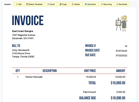 down payment invoice example|How to Write a Partial Payment Invoice .